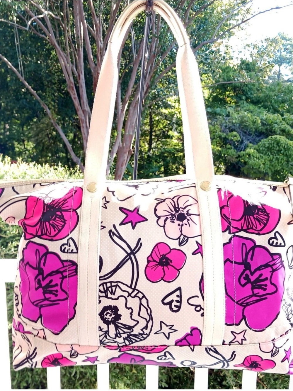 Coach (2012) Poppy Kyra Floral Print Sateen Medium Travel Weekender Bag